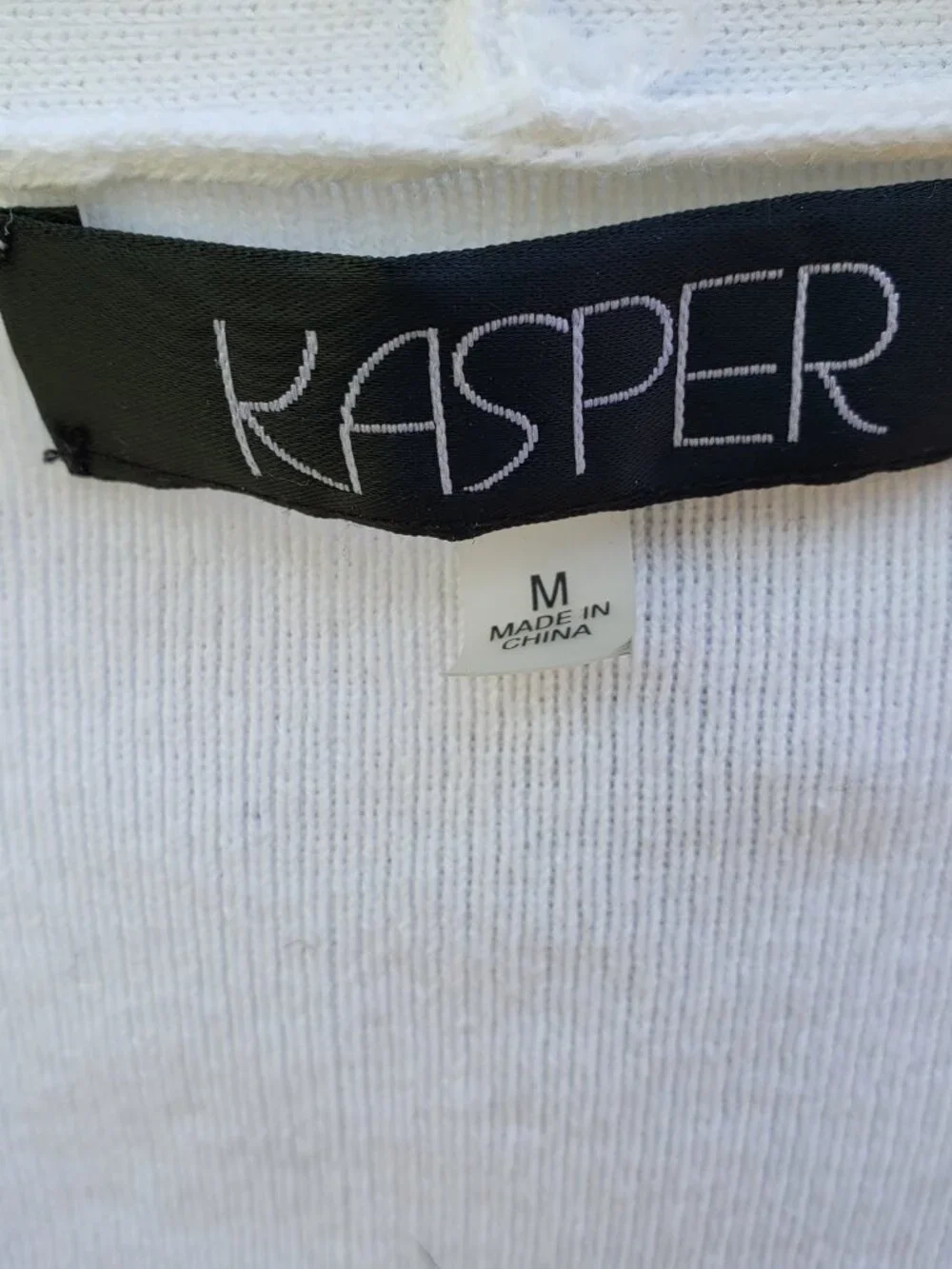 EUC KASPER bright white open cardigan with embroidered hem (M) - Picture 2 of 6